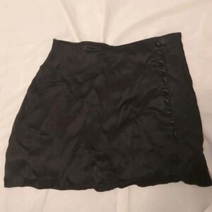 black satin mini skirt